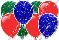 Blue & Green Sparkle & Flat Red Horizontal Balloon Panel