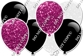 White & Hot Pink Sparkle & Flat Black Horizontal Balloon Panel
