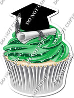 Green - Blank Graduation Cap Cupcake