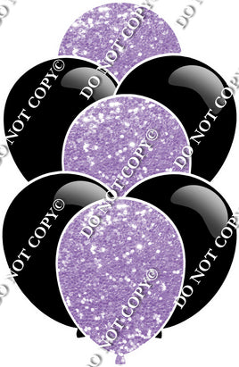 Flat Black & Lavender Sparkle Balloon Bundle