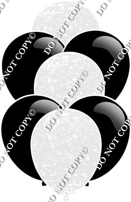 Flat Black & White Sparkle Balloon Bundle