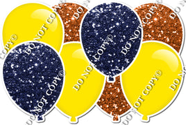 Navy Blue & Orange Sparkle & Flat Yellow Horizontal Balloon Panel