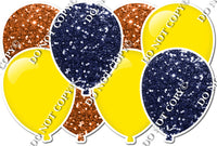 Navy Blue & Orange Sparkle & Flat Yellow Horizontal Balloon Panel