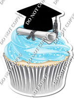 Baby Blue - Blank Graduation Cap Cupcake