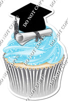 Baby Blue - Blank Graduation Cap Cupcake