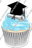 Baby Blue - Blank Graduation Cap Cupcake