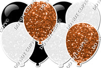 Orange & White Sparkle & Flat Black Horizontal Balloon Panel