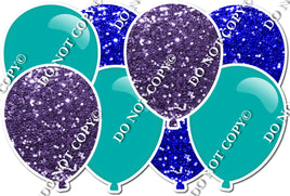 Purple & Blue Sparkle & Flat Teal Horizontal Balloon Panel