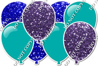 Purple & Blue Sparkle & Flat Teal Horizontal Balloon Panel