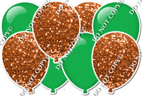 Orange Sparkle & Flat Green Horizontal Balloon Bundle