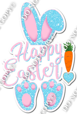 Happy Easter Bunny Baby Blue Sparkle