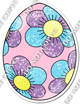 Flat Pink & Blue/Purple Daisy Egg
