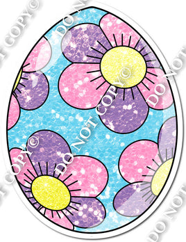 Baby Blue Sparkle & Pink/Purple Daisy Egg