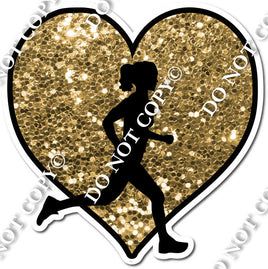 Girl Runner Silhouette in Heart - Gold w/ Variants
