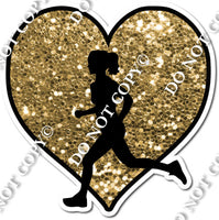 Girl Runner Silhouette in Heart - Gold w/ Variants