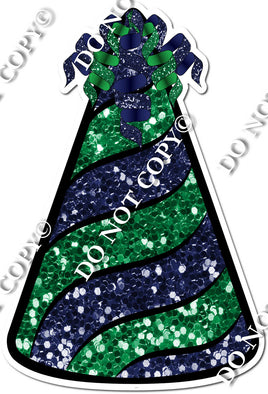 Navy Blue & Green Sparkle Party Hat w/ Variants