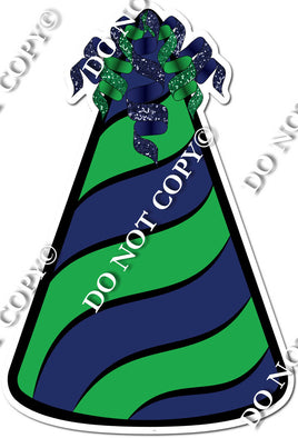 Flat Navy Blue & Green Party Hat
