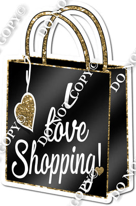 Shopping Bag - I Love Shopping Black & Gold