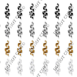 24 pc Flat - Black, Gold, Grey, Light Grey Streamers