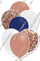 White, Navy Blue, & Rose Gold Balloon Bundle