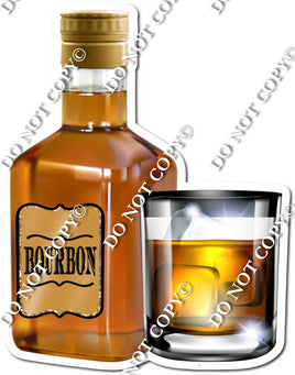 Bourbon Bottle with Glass w/ Variant