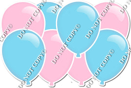 Flat Baby Blue & Baby Pink Horizontal Balloon Panel