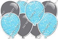 Grey & Baby Blue - Horizontal Balloon Panel