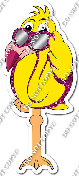 Flat Yellow with Sparkle Hot Pink - Flamingo Body & Legs w/ Variants