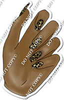 Dark Skin Tone Hand with Gold Leopard Nails w/ Variants
