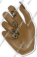Dark Skin Tone Hand with Gold Leopard Nails w/ Variants