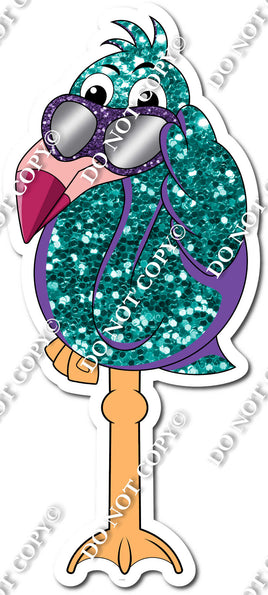Sparkle Teal with Flat Purple - Flamingo Body & Legs w/ Variants