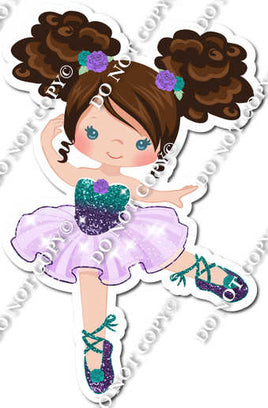 Ballerina - Brown Hair - Teal / Purple Ombre Dress w/ Variants