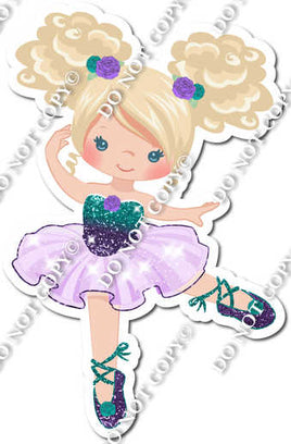 Ballerina - Blonde Hair - Teal / Purple Ombre Dress w/ Variants