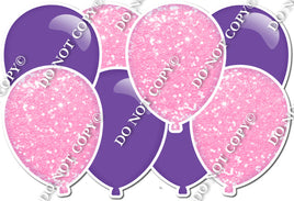 Flat Purple & Baby Pink Sparkle - Horizontal Balloon Panel