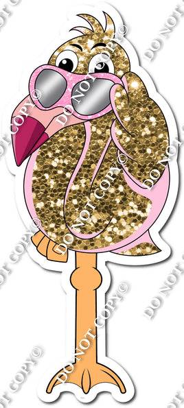 Sparkle Gold with Flat Baby Pink - Flamingo Body & Legs w/ Variants