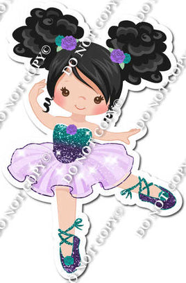 Ballerina - Black Hair - Teal / Purple Ombre Dress w/ Variants