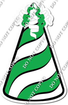 Flat Green & White Party Hat w/ Variant