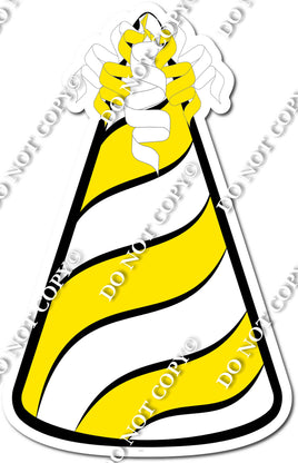 Flat Yellow & White Party Hat w/ Variant