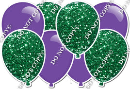 Flat Purple & Green Sparkle - Horizontal Balloon Panel