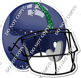 Football Helmet - Navy Blue / Green w/ Variants