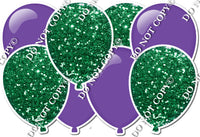 Flat Purple & Green Sparkle - Horizontal Balloon Panel