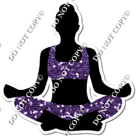 Lotus Pose - Yoga Girl Silhouette Purple Sparkle w/ Variants