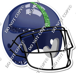 Football Helmet - Navy Blue / Lime Green w/ Variants