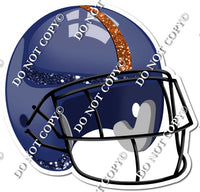 Football Helmet - Navy Blue / Orange w/ Variants