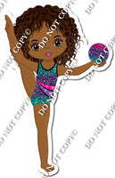 Dark Skin Tone Gymnastics Girl Doing Heel Stretch w/ Variants