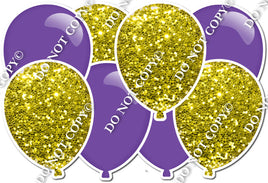 Flat Purple & Yellow Sparkle - Horizontal Balloon Panel