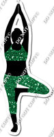 Tree Pose - Yoga Silhouette Green Sparkle w/ Variants