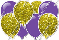 Flat Purple & Yellow Sparkle - Horizontal Balloon Panel