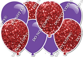 Flat Purple & Red Sparkle - Horizontal Balloon Panel