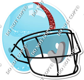 Football Helmet - Baby Blue / Red w/ Variants